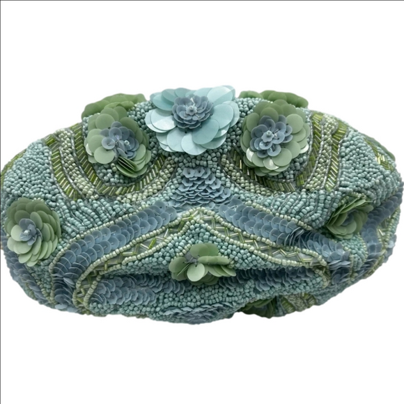 Handcrafted In India Viral Rare Shoulder Pearl Beaded Bag Turquoise Blue NWT - Picture 9 of 9